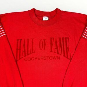 Vintage Jostens Mens L Hall of Fame Cooperstown Long Sleeve Shirt Red Pullover